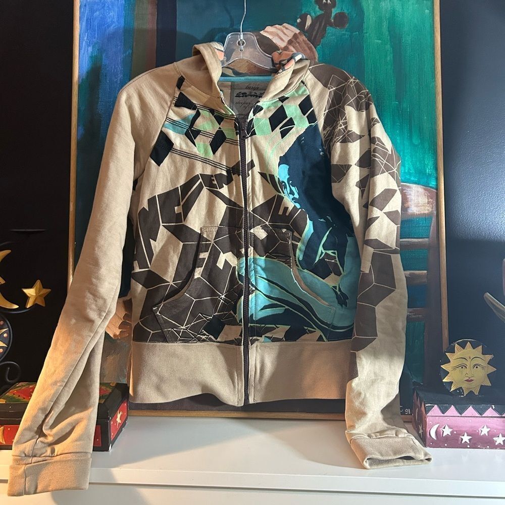 Deeper Shades Of Soul Y2K Graphic Zip Hoodie L Streetwear Full Zip Jacket